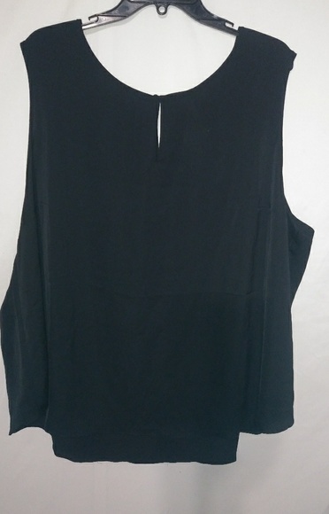 Cato Tops - Cato 26/28 Black Pleated Sleeveless Shell Top Plus Funeral
